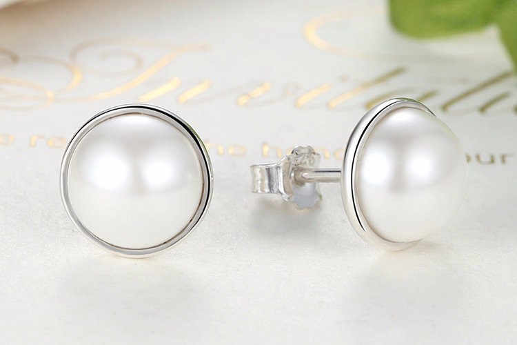 With White Pearl Earrings